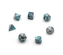 Tout Pour le Jeu Set 7 dés multi-faces effet turquoise et argenté