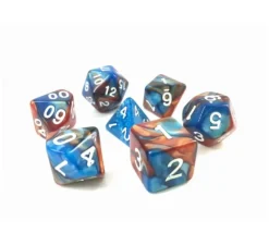 Tout Pour le Jeu Set 7 dés multi-faces fusion bleu et or nacrés