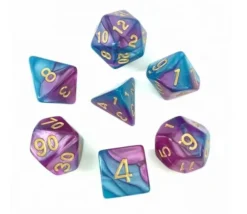 Tout Pour le Jeu Set 7 dés multi-faces fusion bleu et violet nacré