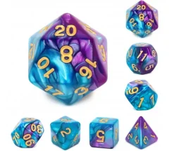 Tout Pour le Jeu Set 7 dés multi-faces fusion bleu et violet nacré