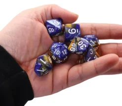 Tout Pour le Jeu Set 7 dés multi-faces fusion bleu sombre et or
