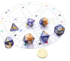 Tout Pour le Jeu Set 7 dés multi-faces fusion bleu sombre et or