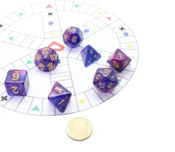 Tout Pour le Jeu Set 7 dés multi-faces Fusion bleu et violet clair