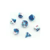 Tout Pour le Jeu Set 7 dés multi-faces glacé nacré bleu-blanc points rouge