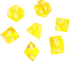 Tout Pour le Jeu Set 7 dés multi-faces jaune translucide