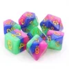 Tout Pour le Jeu Set 7 dés multi-faces Jester's Gambit rose, vert, bleu