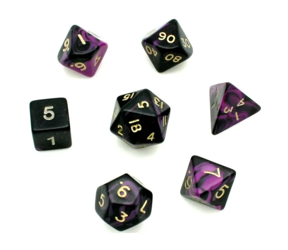 Tout Pour le Jeu Set 7 dés multi-faces marbrés VIOLET/NOIR