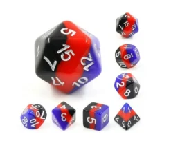Tout Pour le Jeu Set 7 dés multi-faces multicolores bleu, rouge, noir