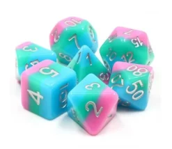 Tout Pour le Jeu Set 7 dés multi-faces multicolores pastels sakura matcha