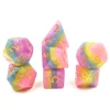 Tout Pour le Jeu Set 7 dés multi-faces multicolores : violet bleu jaune rose