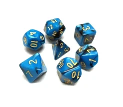 Tout Pour le Jeu Set 7 dés multi-faces nacré bleu et noir