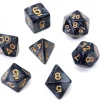 Tout Pour le Jeu Set 7 dés multi-faces noirs nacrés chiffres or