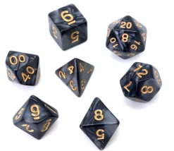 Tout Pour le Jeu Set 7 dés multi-faces noirs nacrés chiffres or