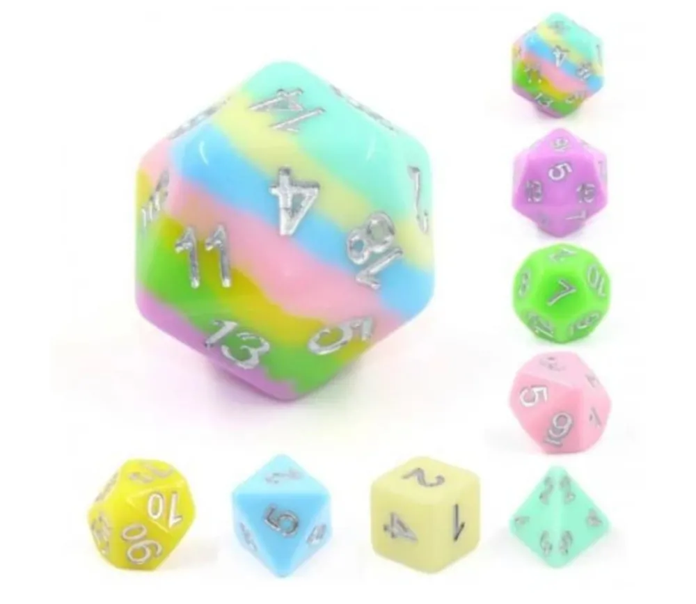 Tout Pour le Jeu Set 8 dés multi-faces pastels