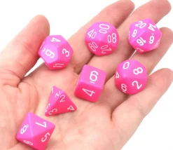 Tout Pour le Jeu Set 7 dés multi-faces rose opaque