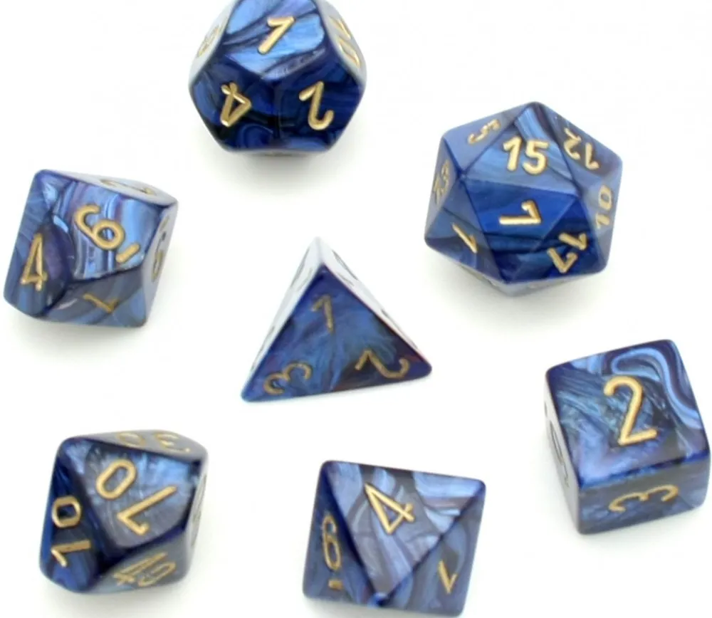 Tout Pour le Jeu Set 7 dés multi-faces SCARAB bleu royal