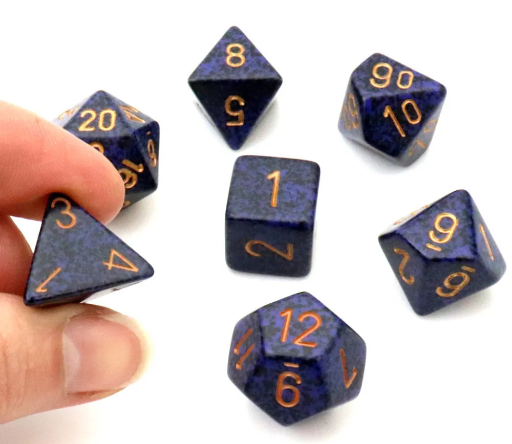 Tout Pour le Jeu Set 7 dés multi-faces Speckled bleu nuit golden Cobalt