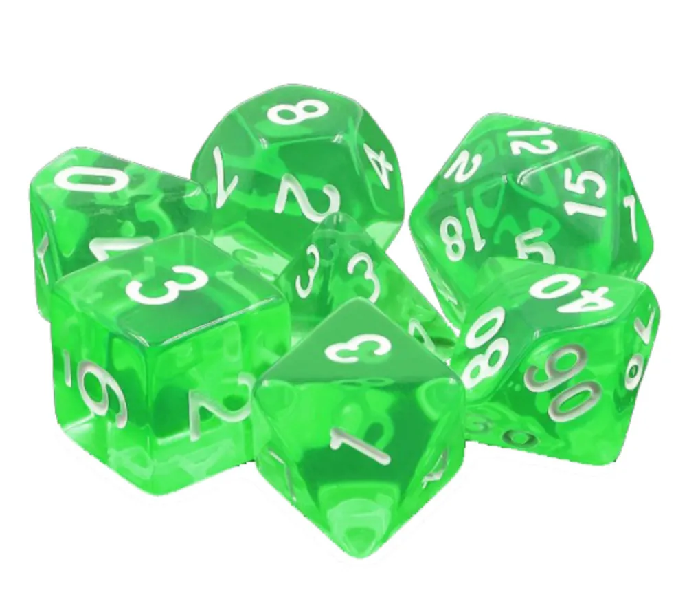 Tout Pour le Jeu Set 7 dés multi-faces translucides émeraude vert
