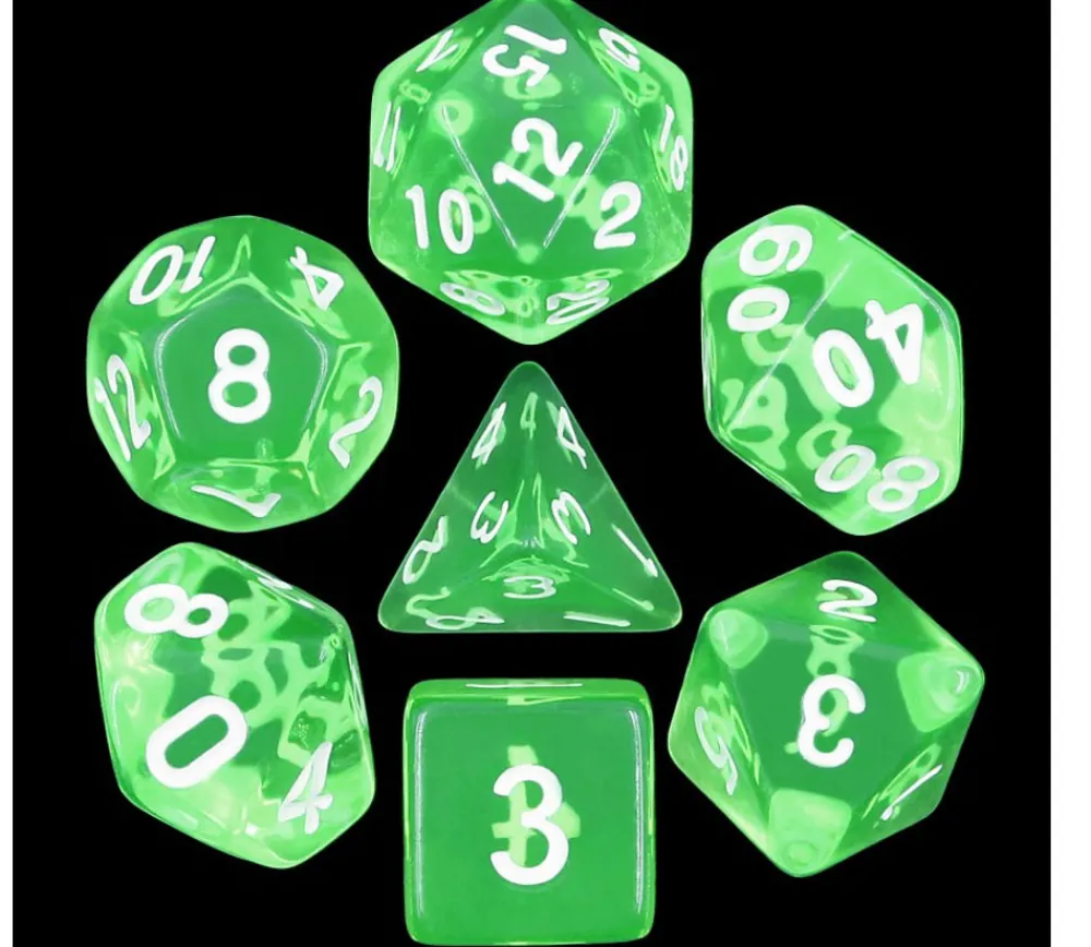 Tout Pour le Jeu Set 7 dés multi-faces translucides émeraude vert