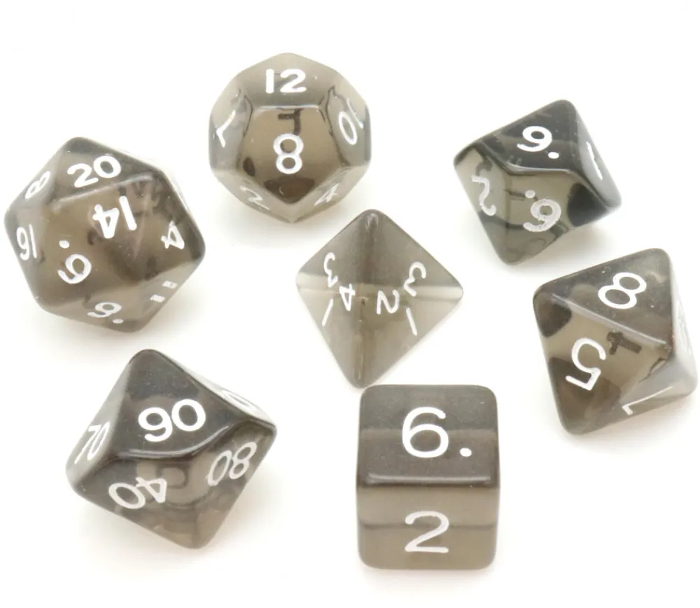 Tout Pour le Jeu Set 7 dés multifaces translucides NOIR
