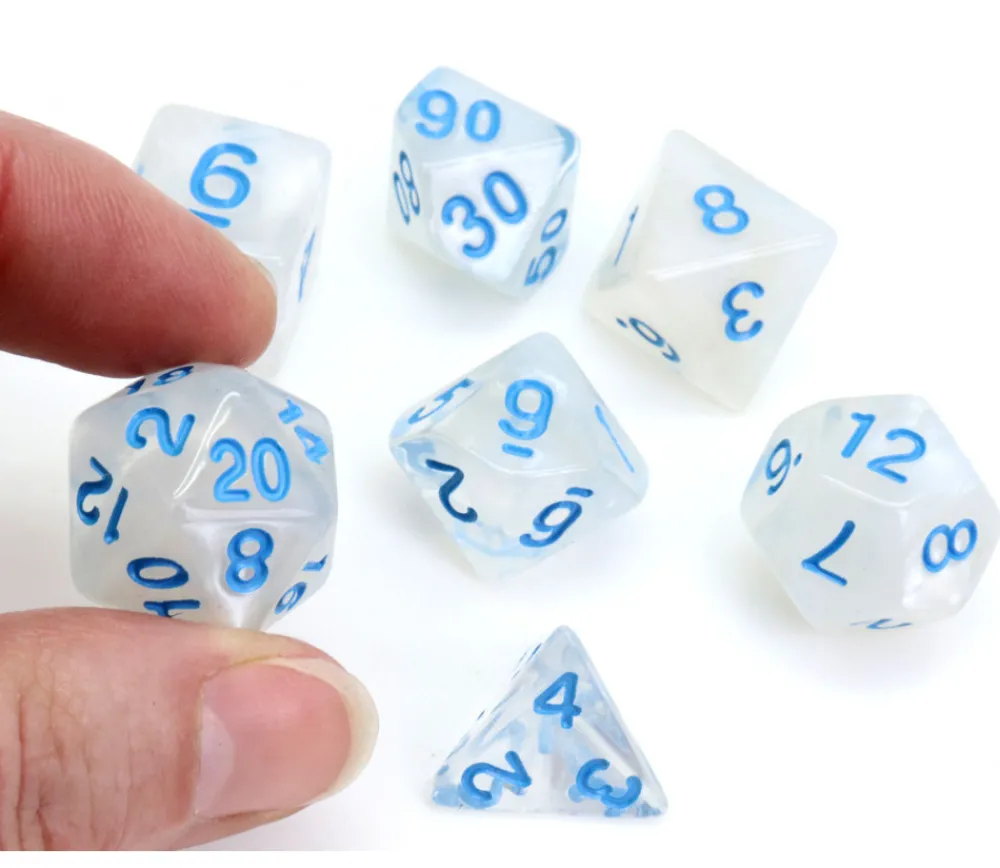 Tout Pour le Jeu Set 7 dés multi-faces translucides effet glacé