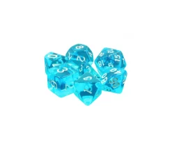 Tout Pour le Jeu Set 7 dés multi-faces translucides bleus