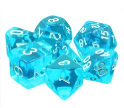 Tout Pour le Jeu Set 7 dés multi-faces translucides bleus