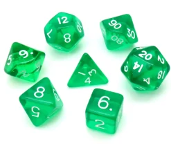Tout Pour le Jeu Set 7 dés multifaces translucides VERT