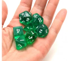 Tout Pour le Jeu Set 7 dés multifaces translucides VERT