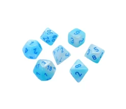Tout Pour le Jeu Set 7 dés multi-faces turquoise et blanc Gemini