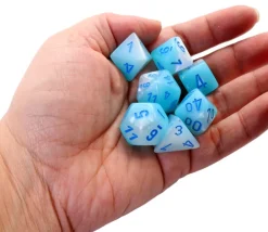 Tout Pour le Jeu Set 7 dés multi-faces turquoise et blanc Gemini