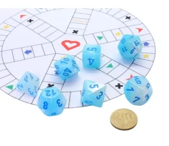 Tout Pour le Jeu Set 7 dés multi-faces turquoise et blanc Gemini