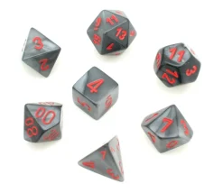 Tout Pour le Jeu Set 7 dés multi-faces Velvet noir gris avec chiffres rouges