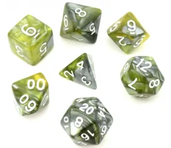 Tout Pour le Jeu Set 7 dés multi-faces vert et argent green flow