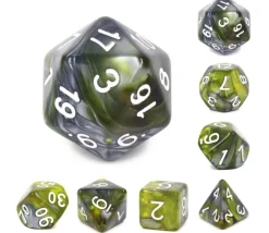 Tout Pour le Jeu Set 7 dés multi-faces vert et argent green flow