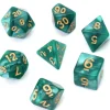 Tout Pour le Jeu Set 7 dés multi-faces verts nacrés chiffres or