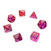 Tout Pour le Jeu Set 7 dés multi-faces violet et rouge translucide chiffres dorés