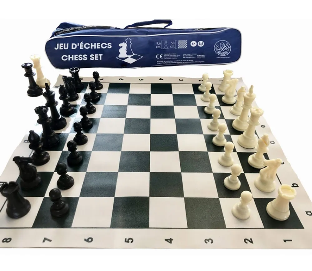Tout Pour le Jeu Set Jeu Echec 5 club : 32 pions + échiquier 50 cm + sac
