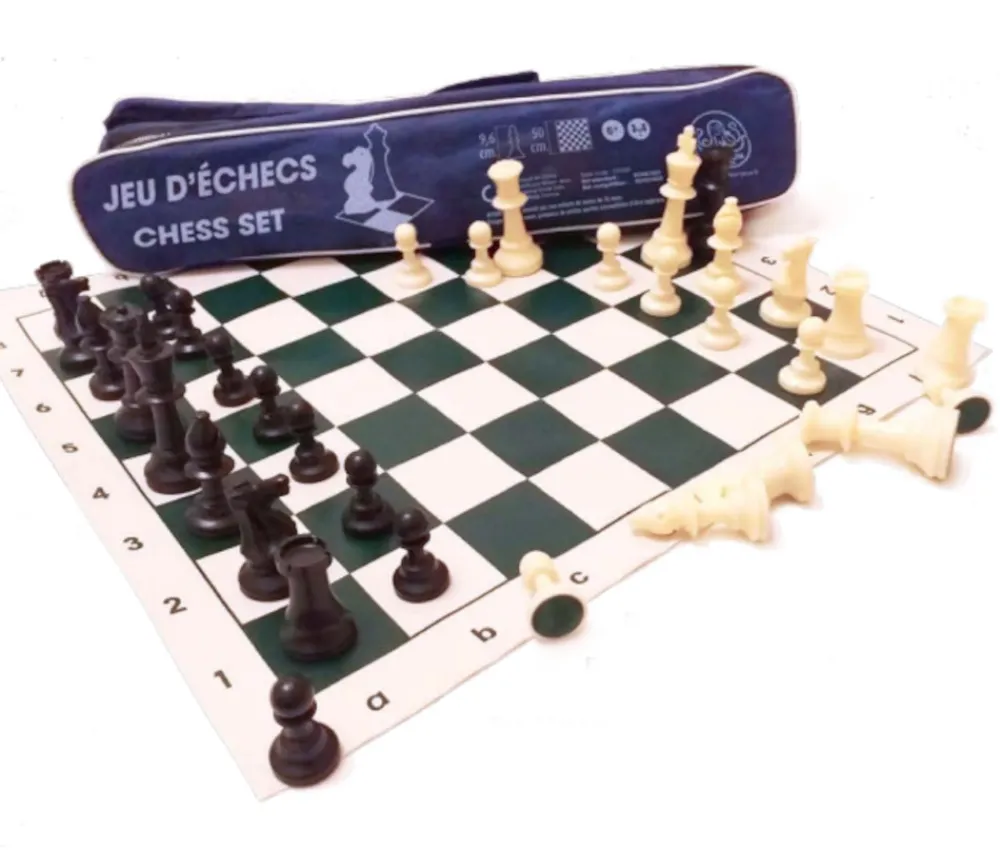 Tout Pour le Jeu Set Jeu Echec 5 compétition : 34 pions lestés + échiquier 50 cm + sac
