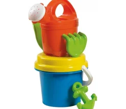 Tout Pour le Jeu Set Plage : Seau + arrosoir + pelle + rateau + moule + tamis