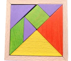 Tout Pour le Jeu Tangram bois couleur 12 cm. Fabrication Jura