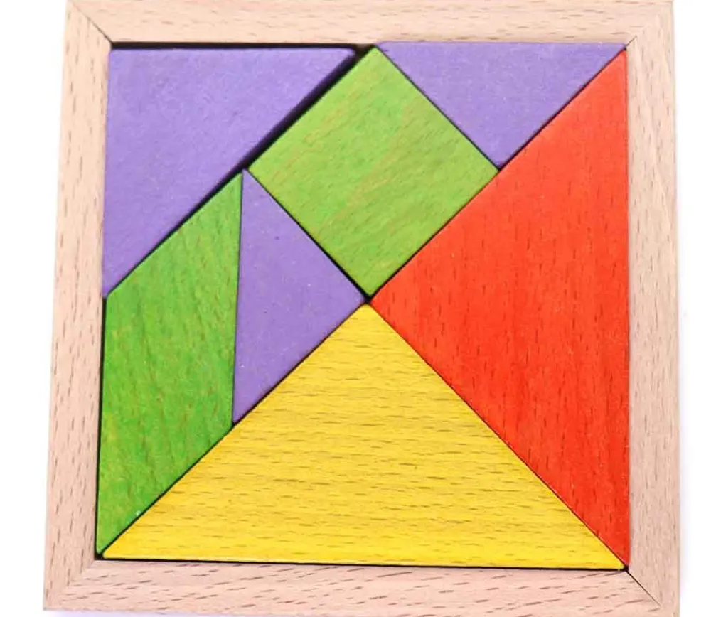 Tout Pour le Jeu Tangram bois couleur 12 cm. Fabrication Jura