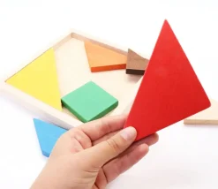 Tout Pour le Jeu Tangram bois multicolore 16.5 cm cadre puzzle. Fabrication Jura