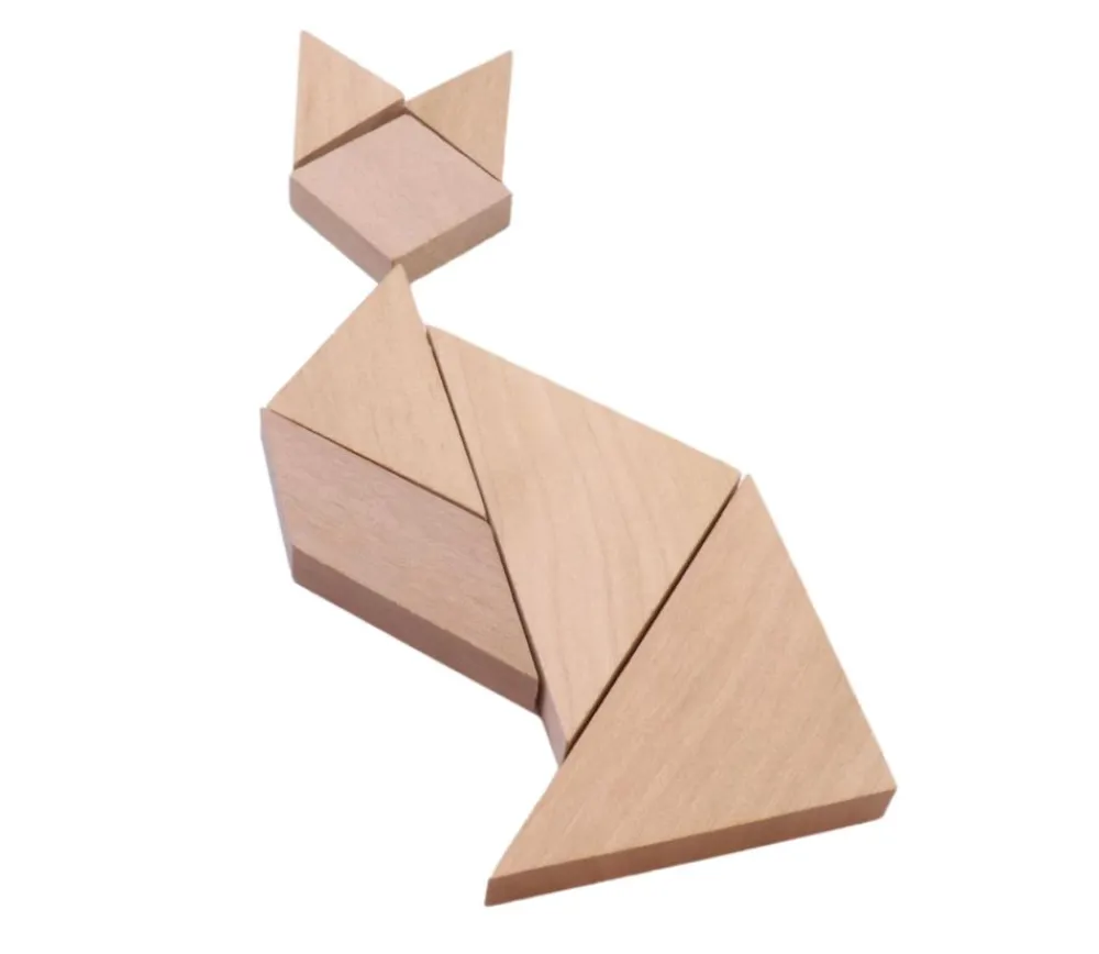 Tout Pour le Jeu Tangram carré puzzle en bois naturel