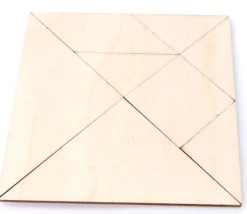Tout Pour le Jeu Tangram en bois brut CP de 10 x 10 cm - jeu à décorer