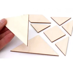 Tout Pour le Jeu Tangram en bois brut CP de 10 x 10 cm - jeu à décorer