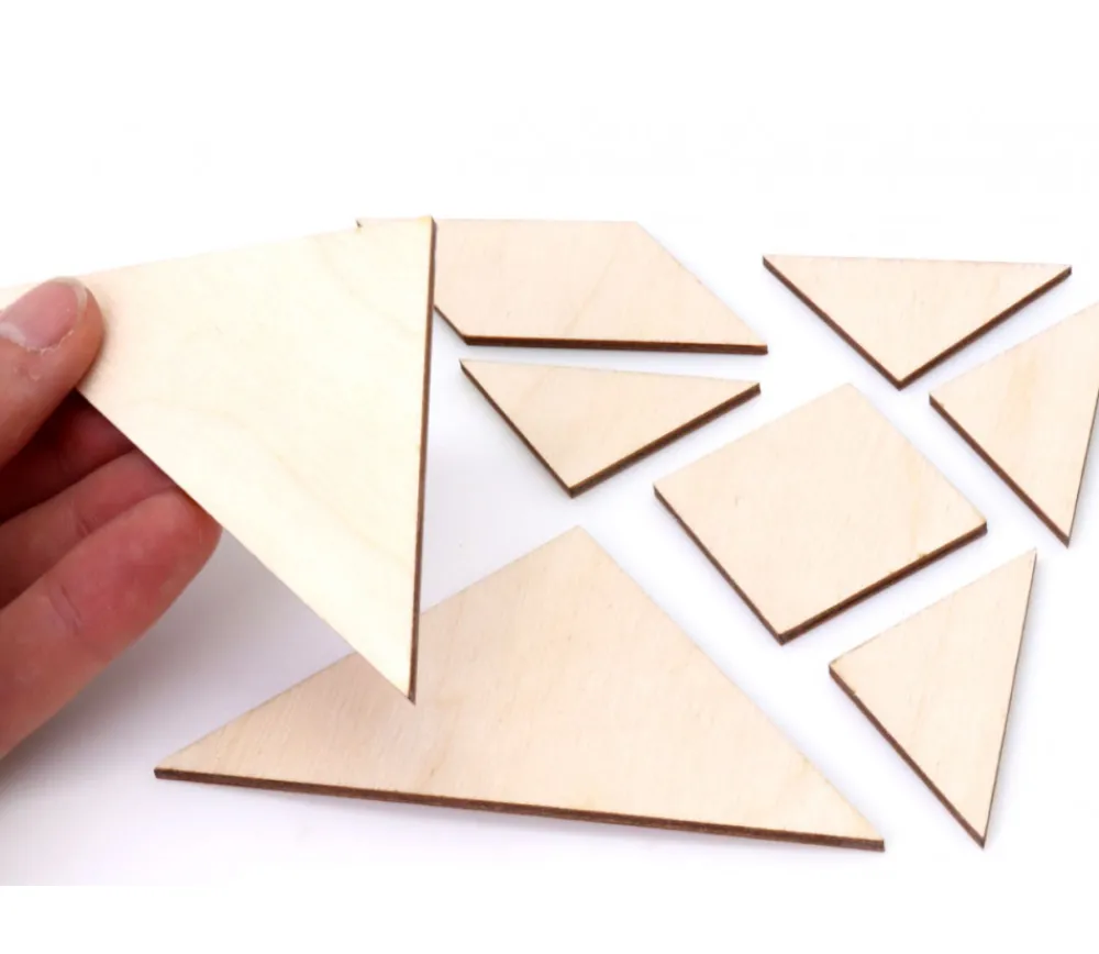 Tout Pour le Jeu Tangram en bois brut CP de 10 x 10 cm - jeu à décorer