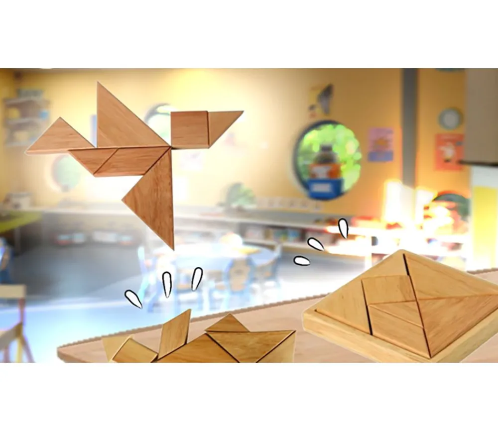 Tout Pour le Jeu Tangram jeu esprit construction en bois avec cadre 11.5 x 11.5 cm