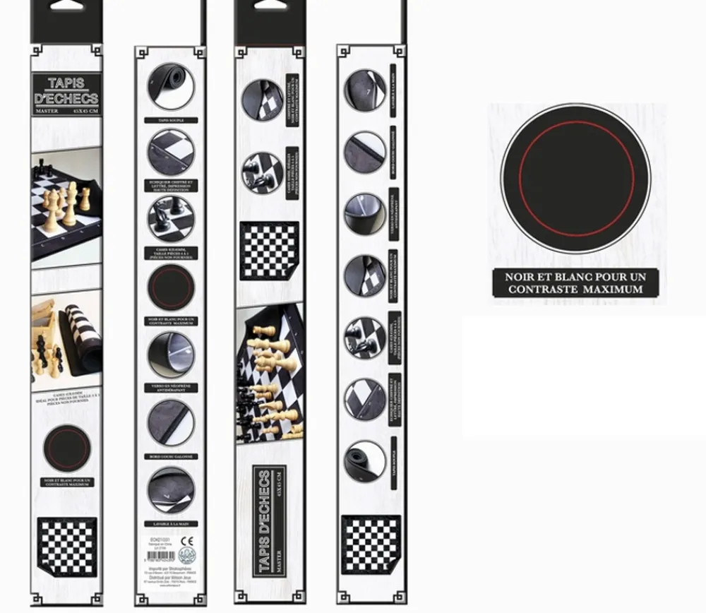 Tout Pour le Jeu Tapis échec néoprène 50 cm noir/blanc échiquier