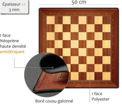 Tout Pour le Jeu Tapis d'échecs 50 x 50 cm style bois